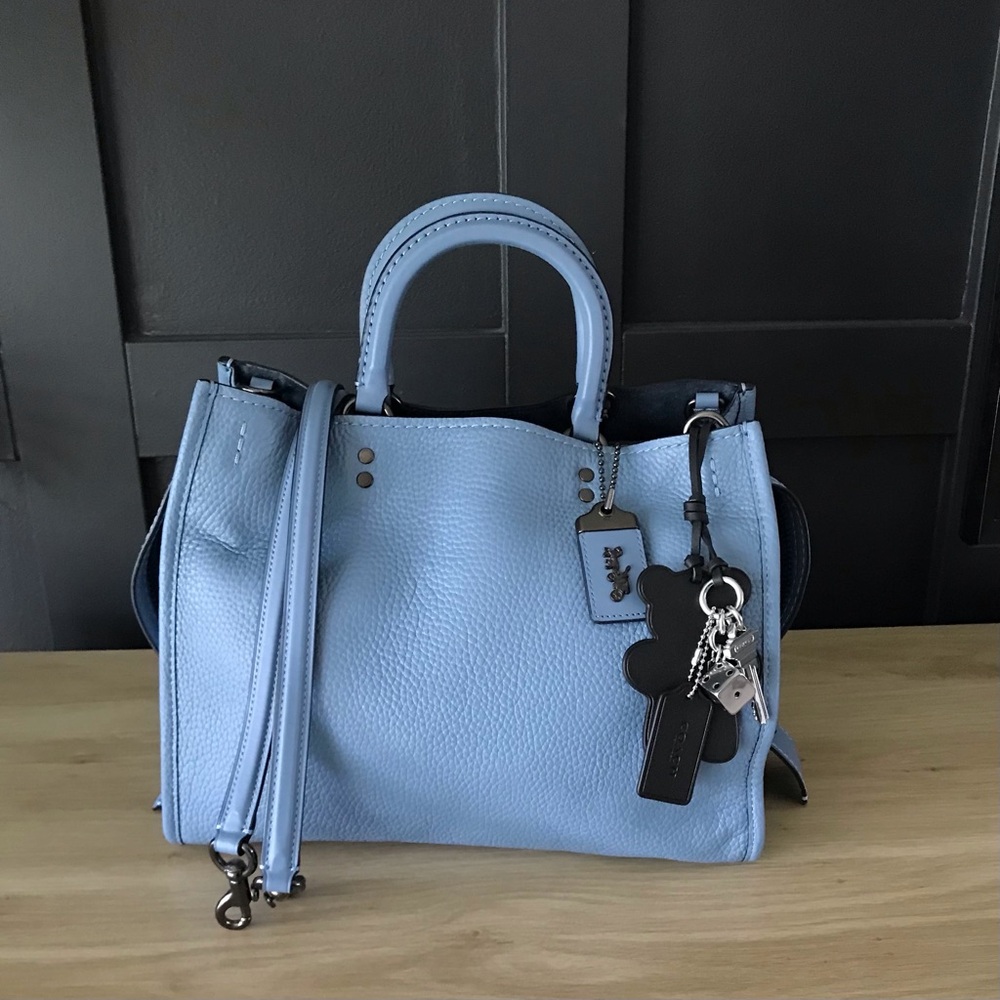 Coach 1941 Rogue 30 Leather Satchel Purse, 38214, Slate, Kisslock